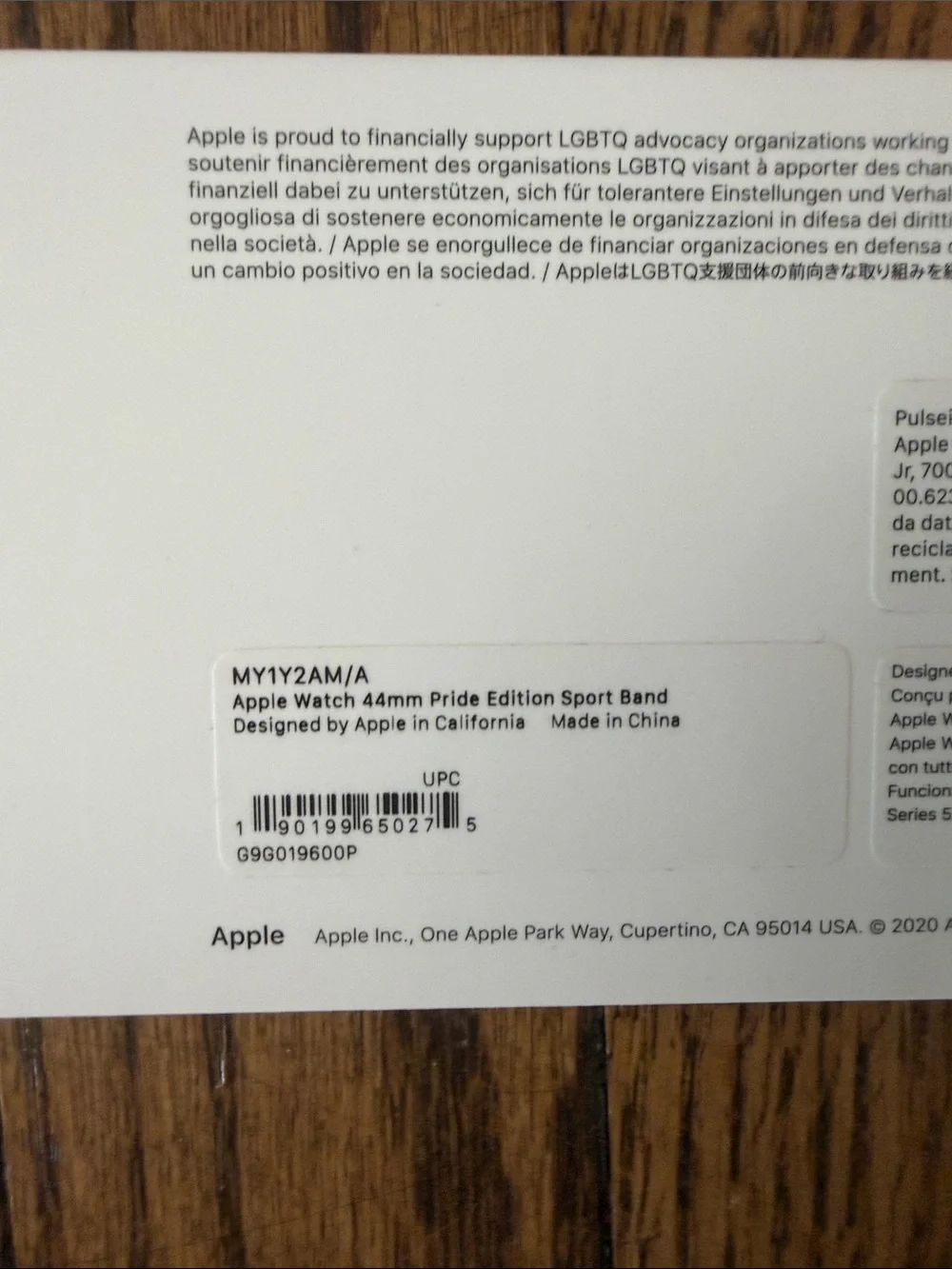 Apple Watch 44mm Pride Edition Sport Band NIB 2020